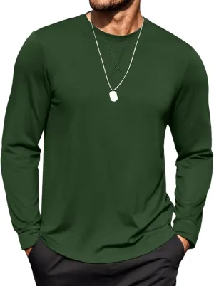 COOFANDY Mens Cotton T-Shirt Crew Neck Long Sleeve Tee Shirts Hipster Hip Hop Longline Casual Tops Gym Muscle Shirts