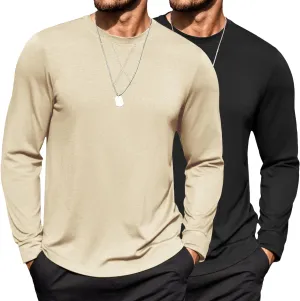 COOFANDY Mens Cotton T-Shirt Crew Neck Long Sleeve Tee Shirts Hipster Hip Hop Longline Casual Tops Gym Muscle Shirts