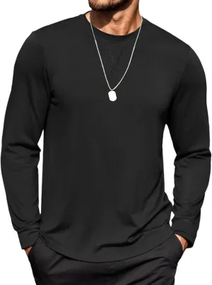 COOFANDY Mens Cotton T-Shirt Crew Neck Long Sleeve Tee Shirts Hipster Hip Hop Longline Casual Tops Gym Muscle Shirts