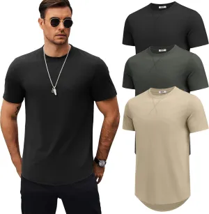 COOFANDY Mens T Shirts Casual Short Sleeve Cotton Tee Shirts Hipster Hip Hop Longline T-Shirt Basic Summer Tops