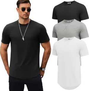 COOFANDY Mens T Shirts Casual Short Sleeve Cotton Tee Shirts Hipster Hip Hop Longline T-Shirt Basic Summer Tops