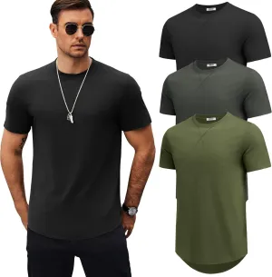 COOFANDY Mens T Shirts Casual Short Sleeve Cotton Tee Shirts Hipster Hip Hop Longline T-Shirt Basic Summer Tops