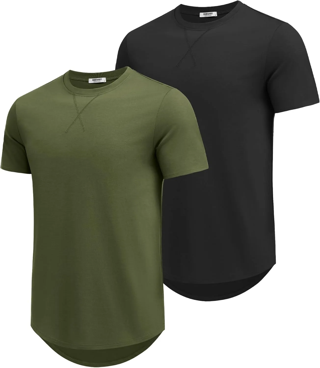 COOFANDY Mens T Shirts Casual Short Sleeve Cotton Tee Shirts Hipster Hip Hop Longline T-Shirt Basic Summer Tops