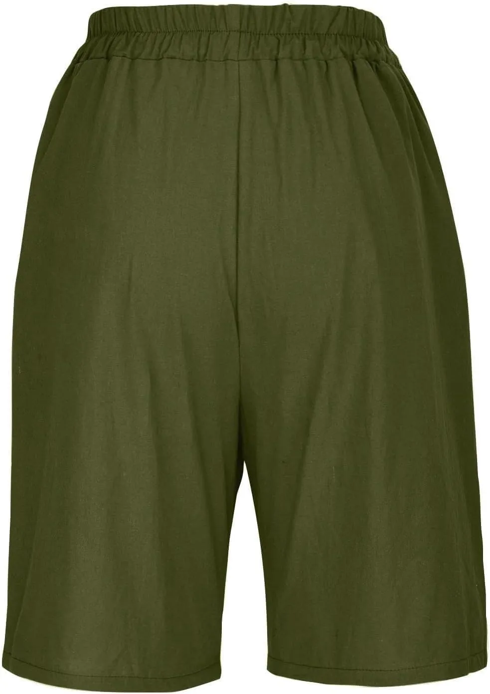Cotton Linen Shorts for Women Summer Linen Bermuda Shorts Women Plus Size Casual Loose Beach Pants with Pockets