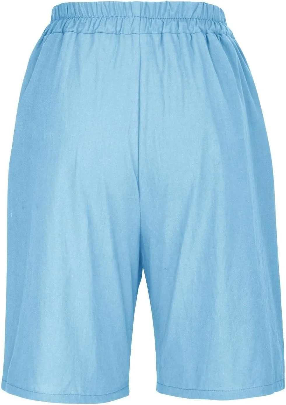Cotton Linen Shorts for Women Summer Linen Bermuda Shorts Women Plus Size Casual Loose Beach Pants with Pockets