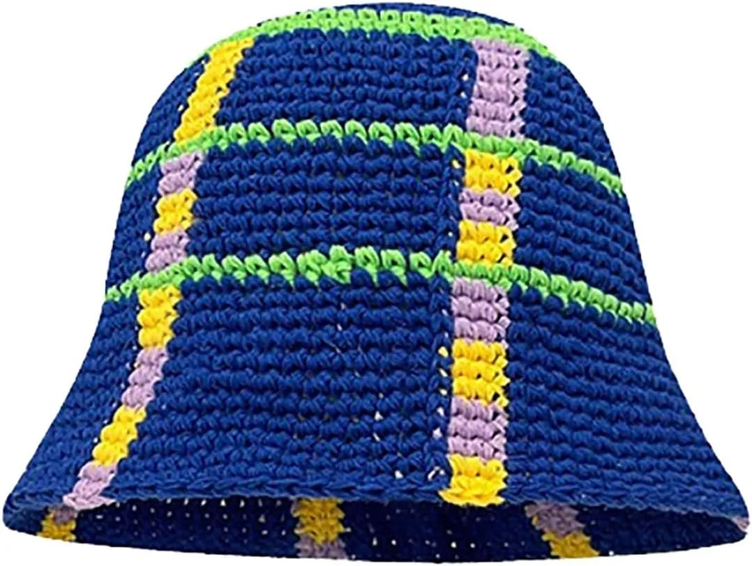 Crochet Bucket Hat for Women Handmade Knit Cutout Floral Buckets Knit Cap Handmade Foldable Floppy Beach Hat