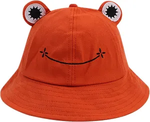 Cute Frog Bucket Hat Adults Cotton Bucket Hat Summer Hat Sun Protection Cap Fisherman Beach Festival Sun Hat