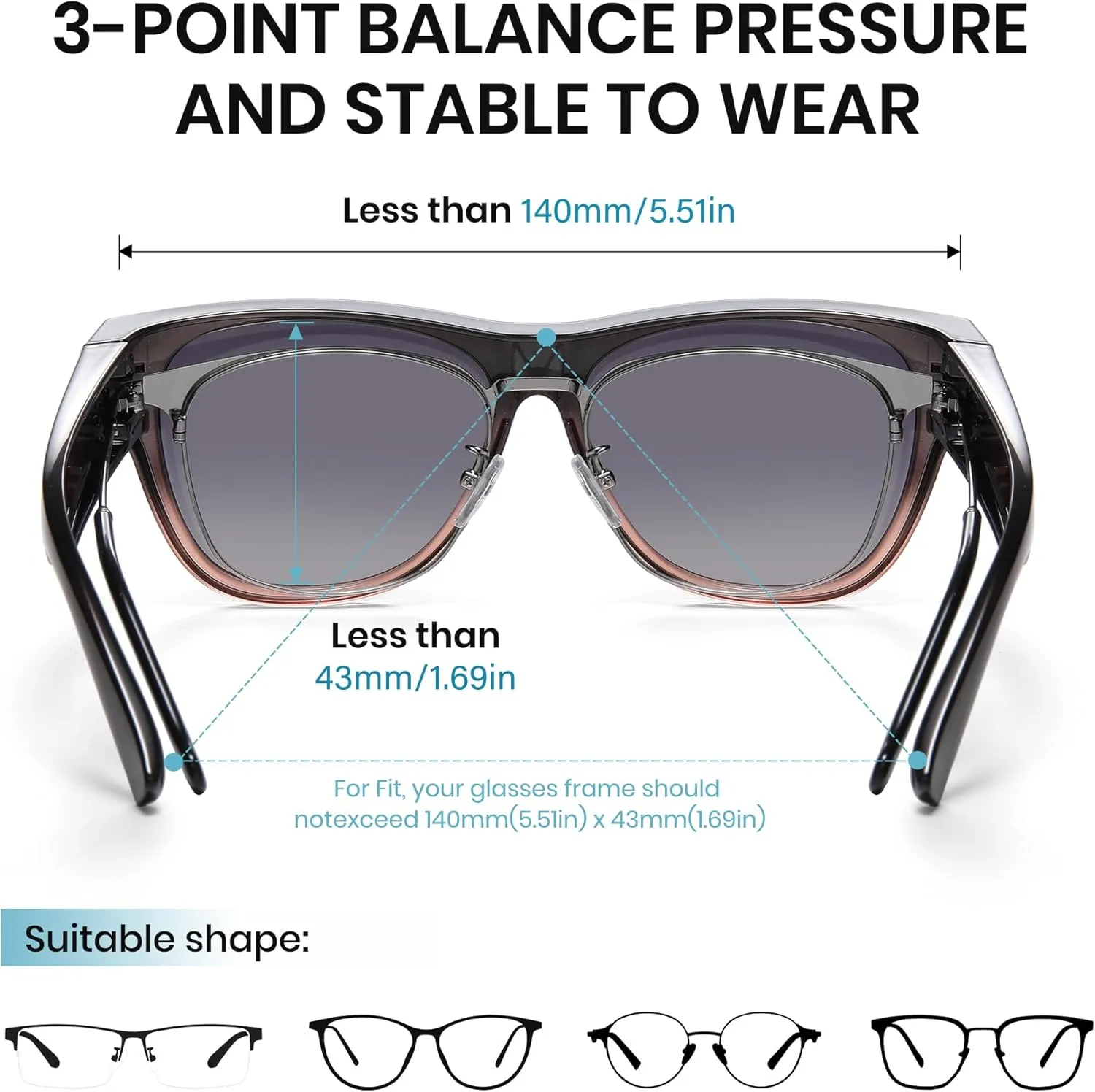 Cyxus Polarized Sunglasses fit over Prescription Glasses for Men and Women UV Protection 1112