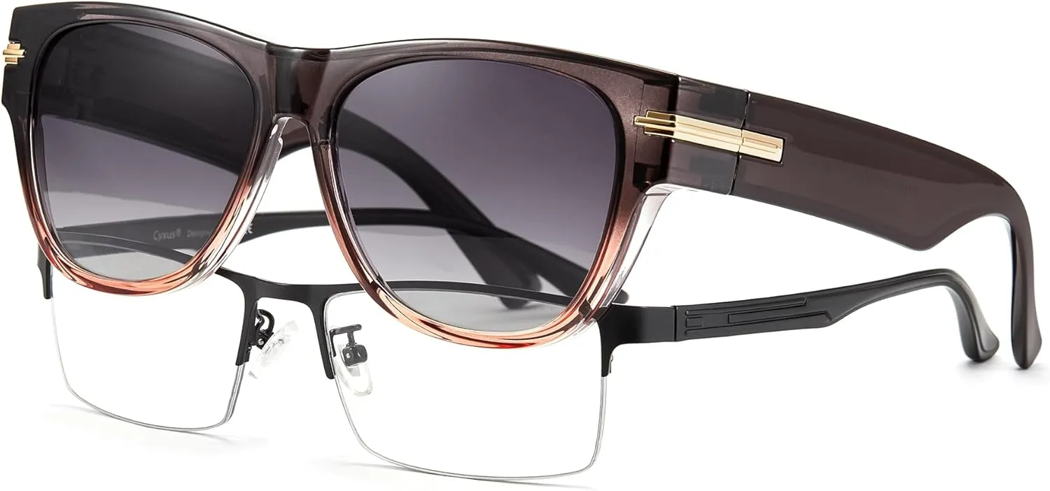 Cyxus Polarized Sunglasses fit over Prescription Glasses for Men and Women UV Protection 1112