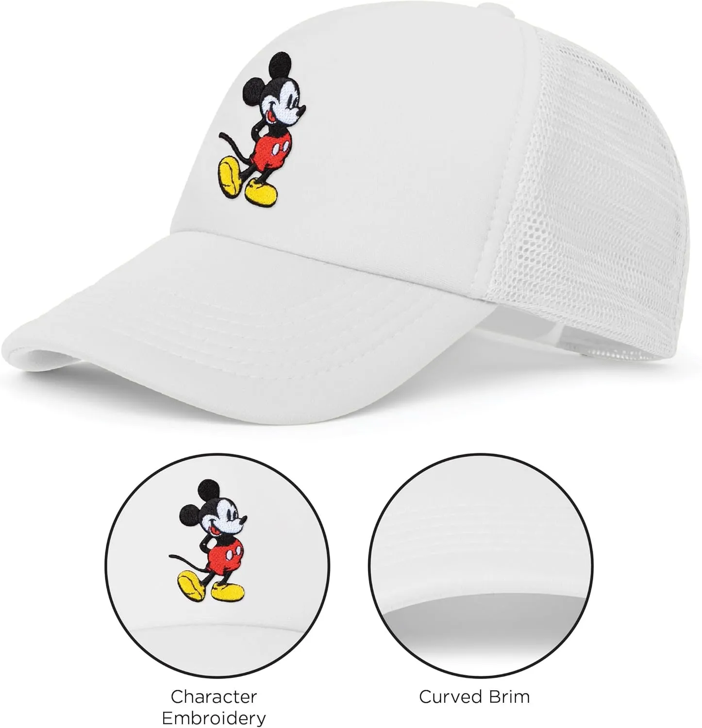 Disney Adult Trucker Hat, Mickey Mouse Mesh Snapback Baseball Cap