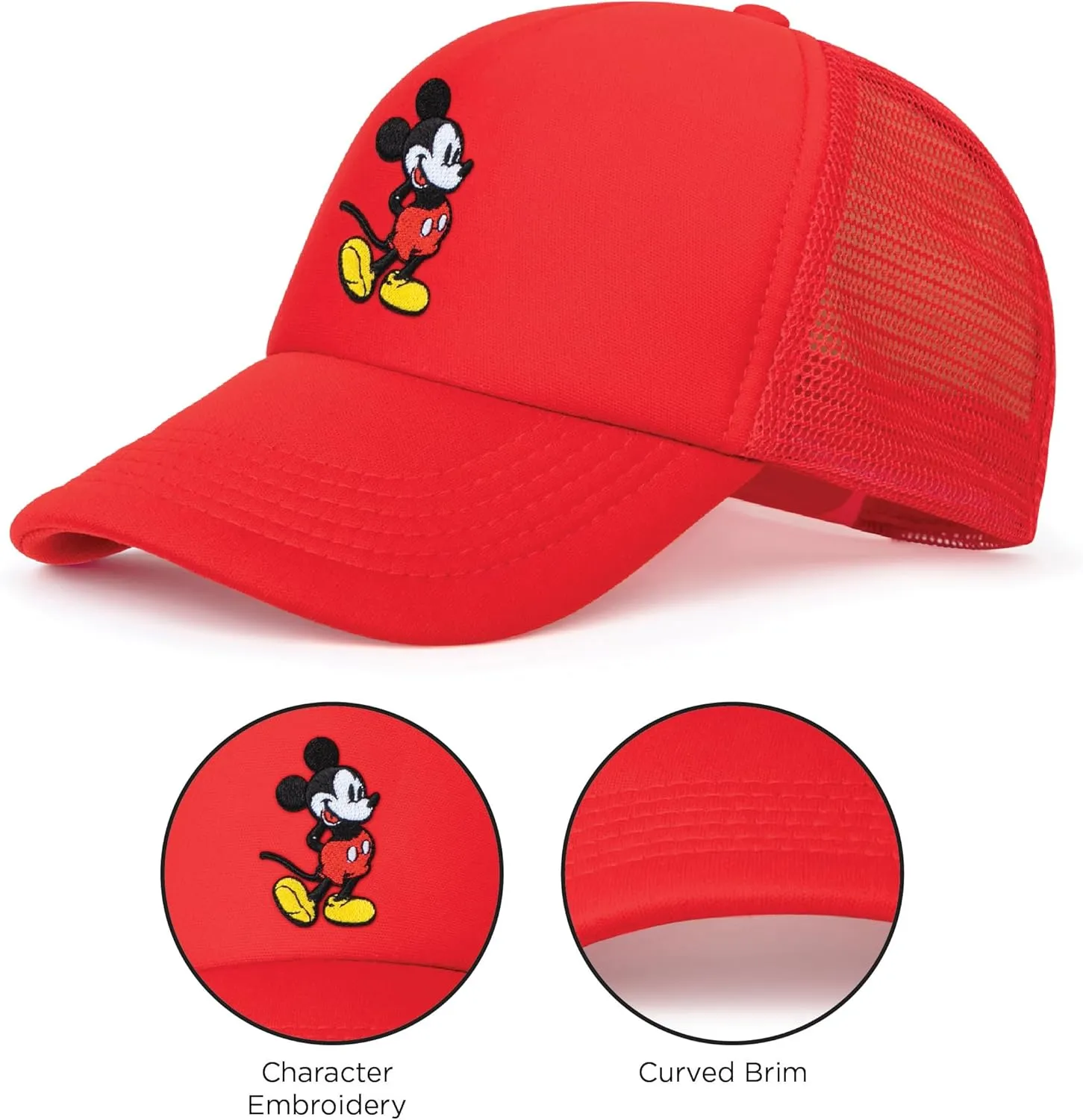 Disney Adult Trucker Hat, Mickey Mouse Mesh Snapback Baseball Cap