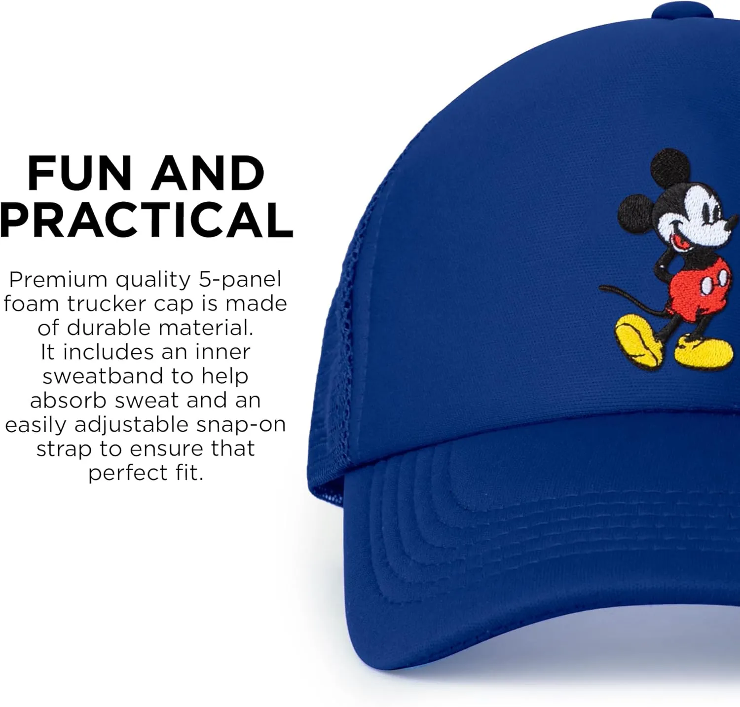 Disney Adult Trucker Hat, Mickey Mouse Mesh Snapback Baseball Cap