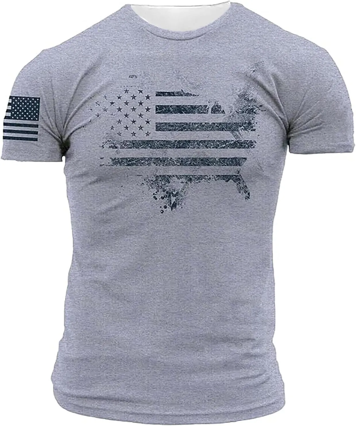 Distressed USA Flag T Shirts for Men American Patriotic Short Sleeve Regular Fit Tees 4th of July Summer Workout Tops