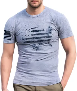 Distressed USA Flag T Shirts for Men American Patriotic Short Sleeve Regular Fit Tees 4th of July Summer Workout Tops