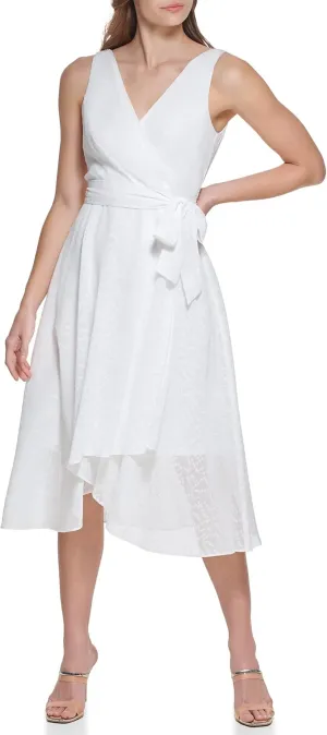 DKNY womens Sleeveless Faux Wrap Dress