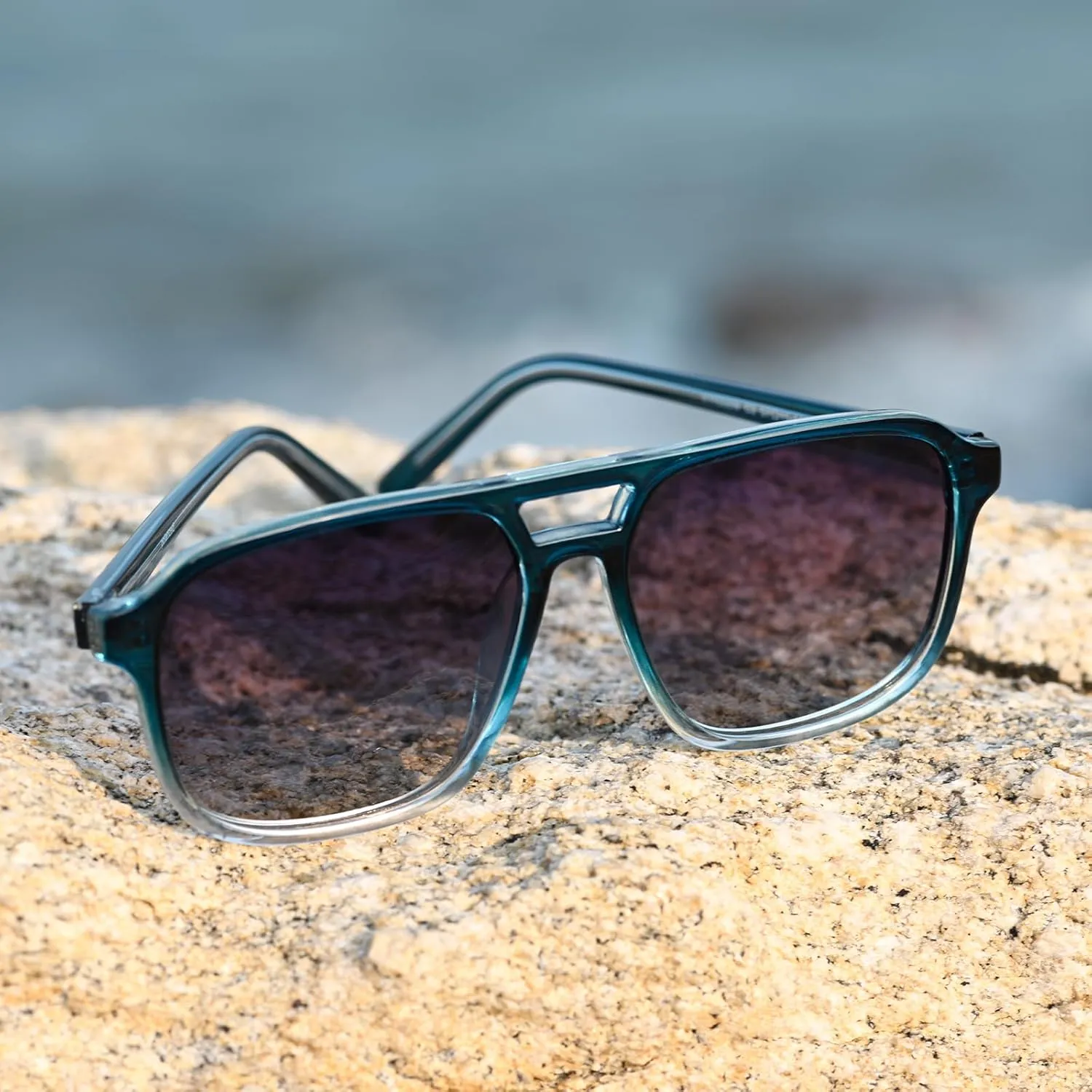 Dollger Retro Polarized Aviator Sunglasses for Men Women Vintage 70s Square Flat Pilot Shades Driving Fishing UV Protection