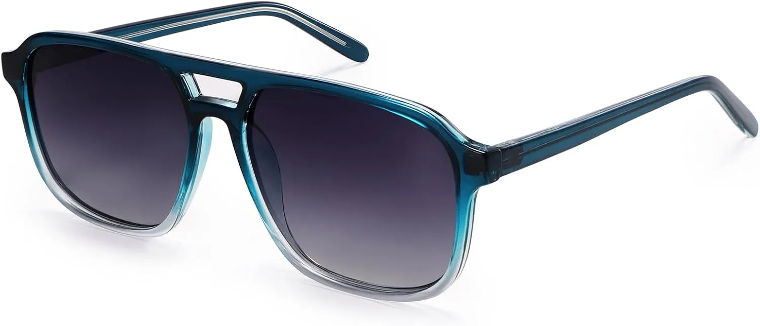 Dollger Retro Polarized Aviator Sunglasses for Men Women Vintage 70s Square Flat Pilot Shades Driving Fishing UV Protection