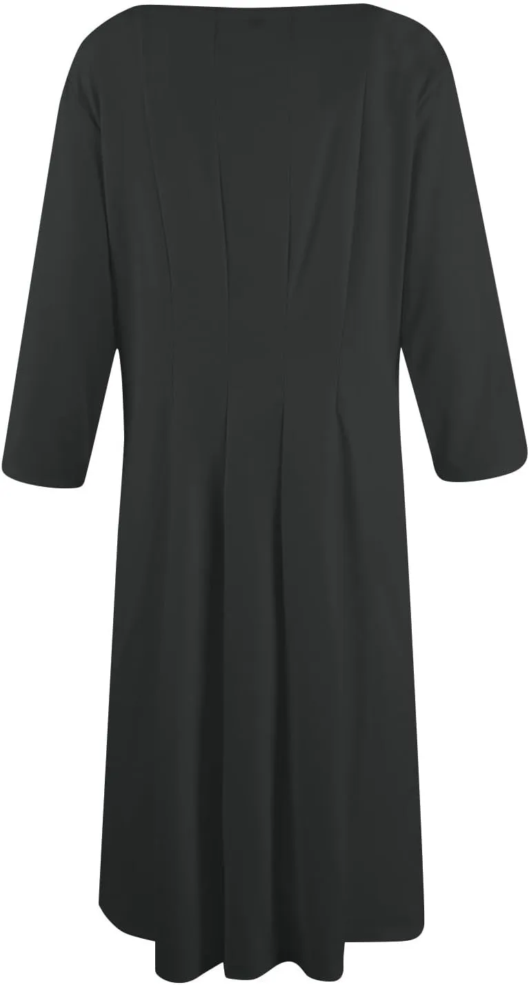 Dress for Women 3/4 Sleeve Spring Wrap Dress Solid Plain Ruched Midi Dresses Summer Crewneck Flowy Dresses with Pocket