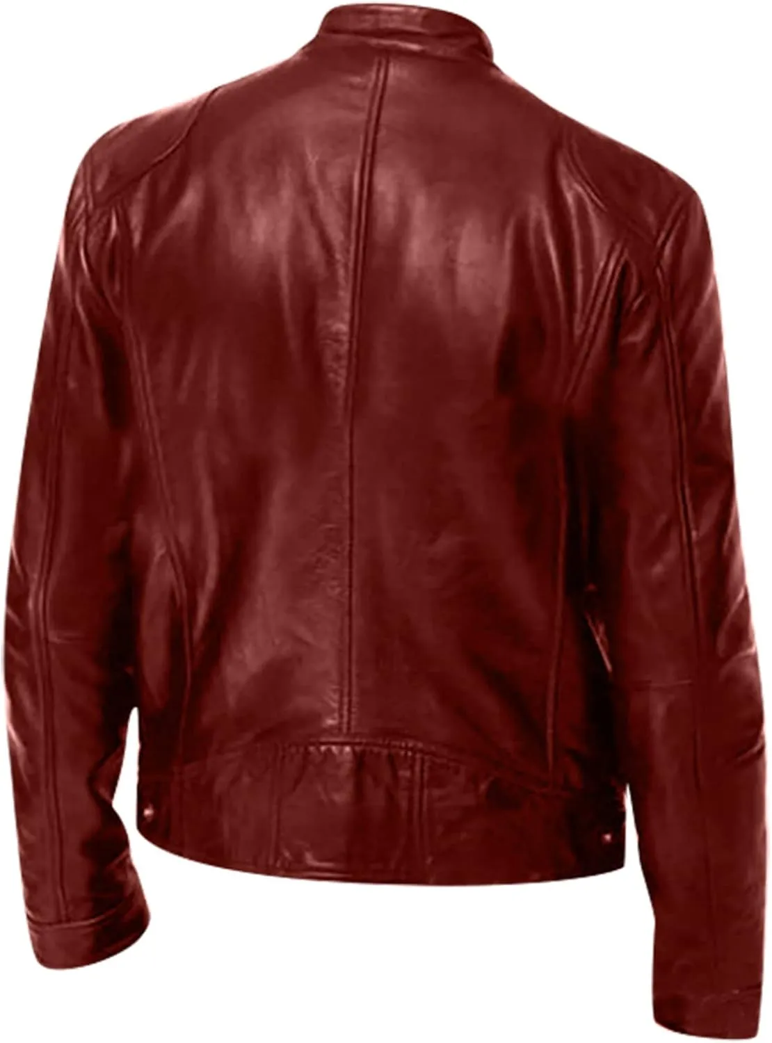 DuDubaby Men Vintage Cool Jacket Leather Long Sleeve Autumn Winter Stand Collar Club Coat