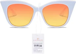 EASYHAUTE Cat Eye Sunglasses for Women Retro Cateye Frame - Vintage 90s UV400 Protection Sunnies, Chic Shades for Small Face