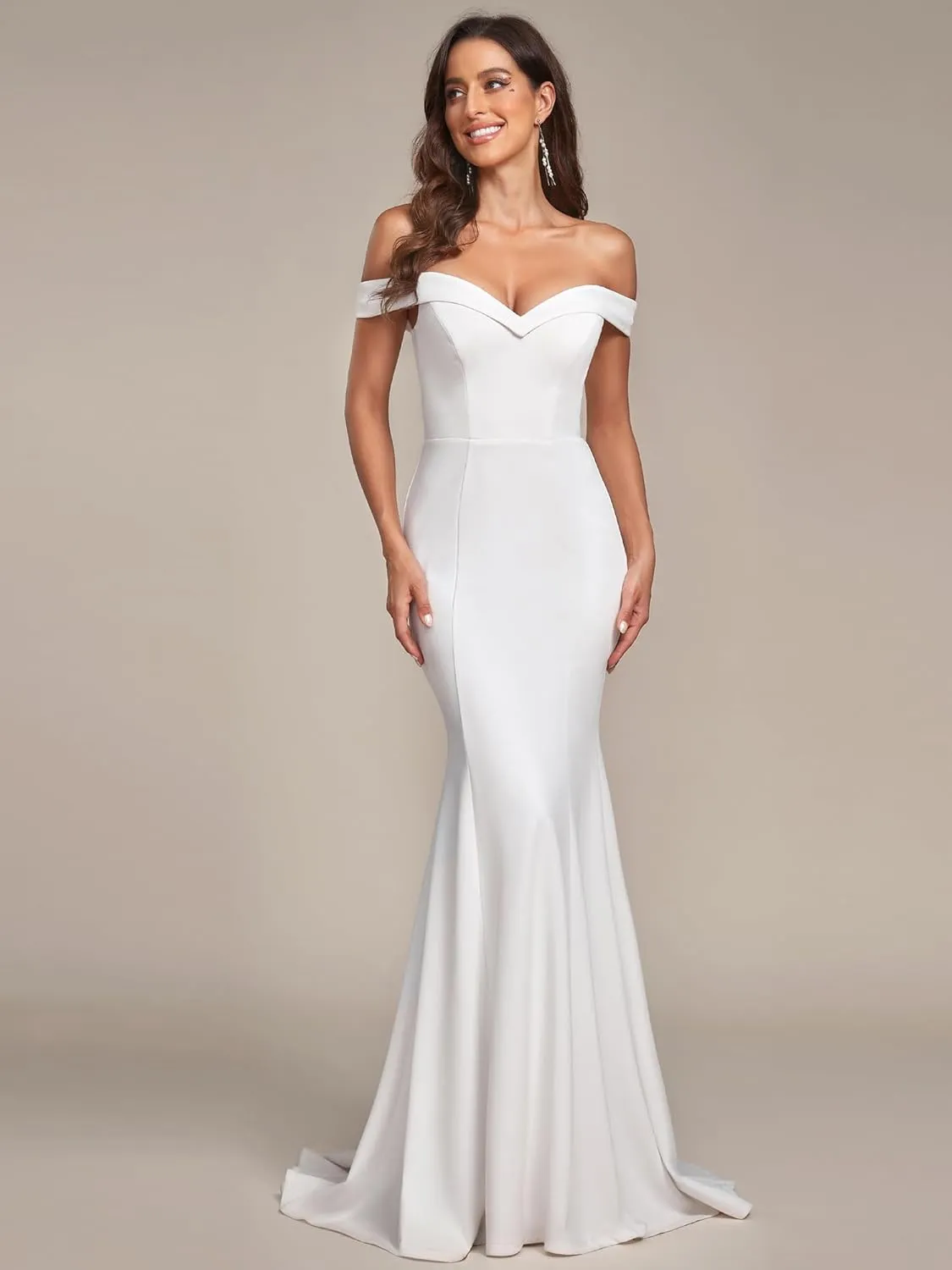 Ever-Pretty Women's Off-Shoulder Mermaid Sweep Train Long Wedding Dresses for Bride 0247