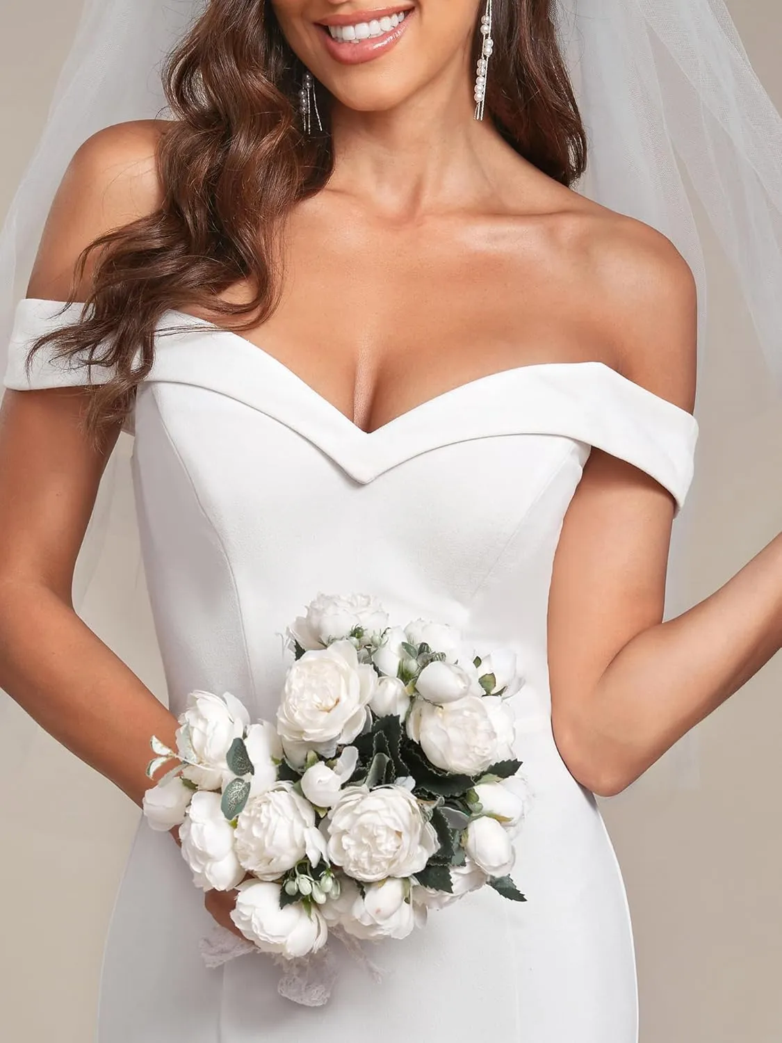 Ever-Pretty Women's Off-Shoulder Mermaid Sweep Train Long Wedding Dresses for Bride 0247