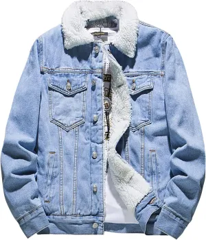 Fashion Jackets for Men Men's Winter Lined Denim Jacket Windbreaker Trucker Wool Mens Jackets