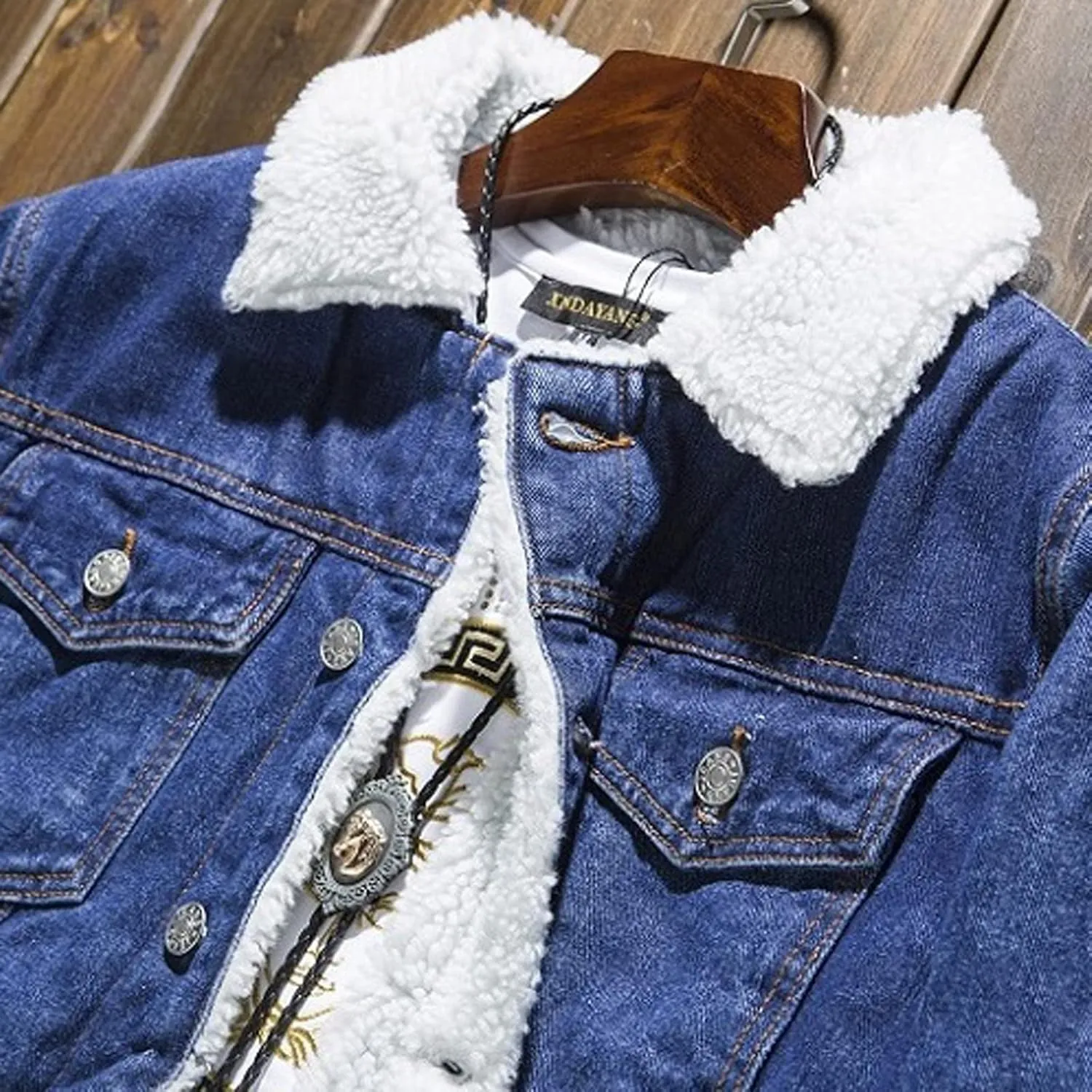 Fashion Jackets for Men Men's Winter Lined Denim Jacket Windbreaker Trucker Wool Mens Jackets