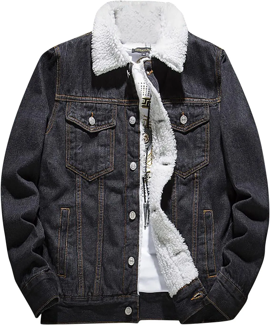 Fashion Jackets for Men Men's Winter Lined Denim Jacket Windbreaker Trucker Wool Mens Jackets