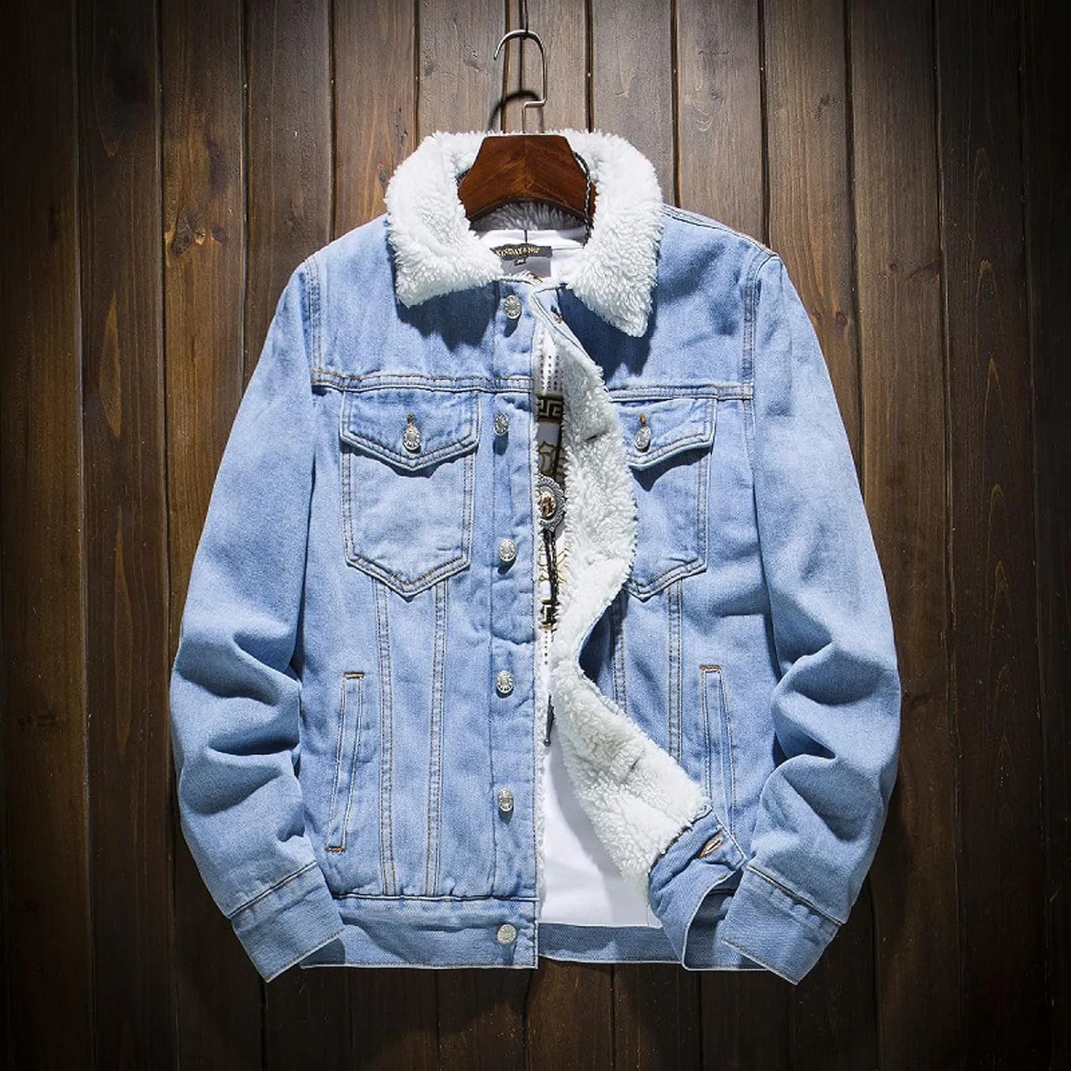 Fashion Jackets for Men Men's Winter Lined Denim Jacket Windbreaker Trucker Wool Mens Jackets