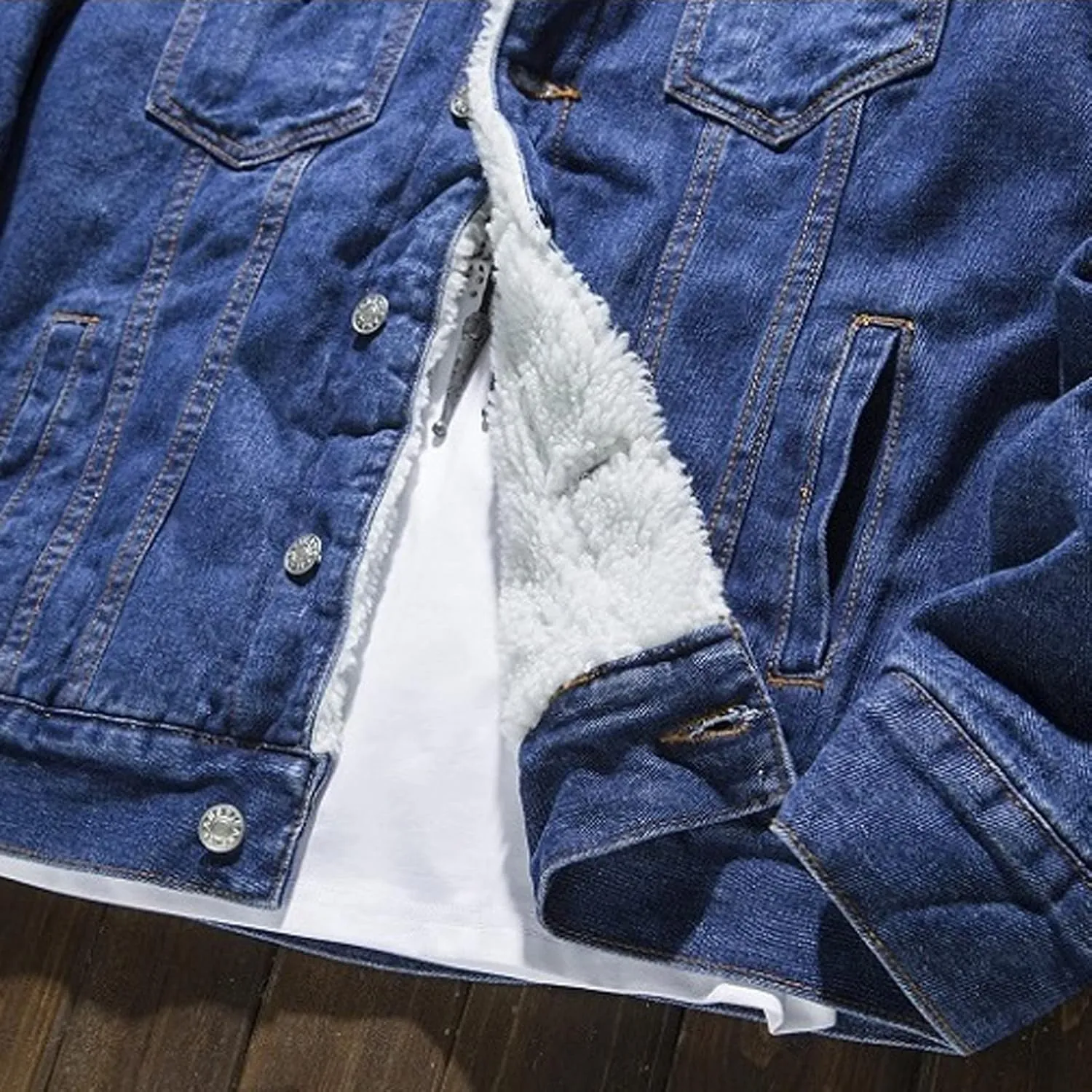Fashion Jackets for Men Men's Winter Lined Denim Jacket Windbreaker Trucker Wool Mens Jackets