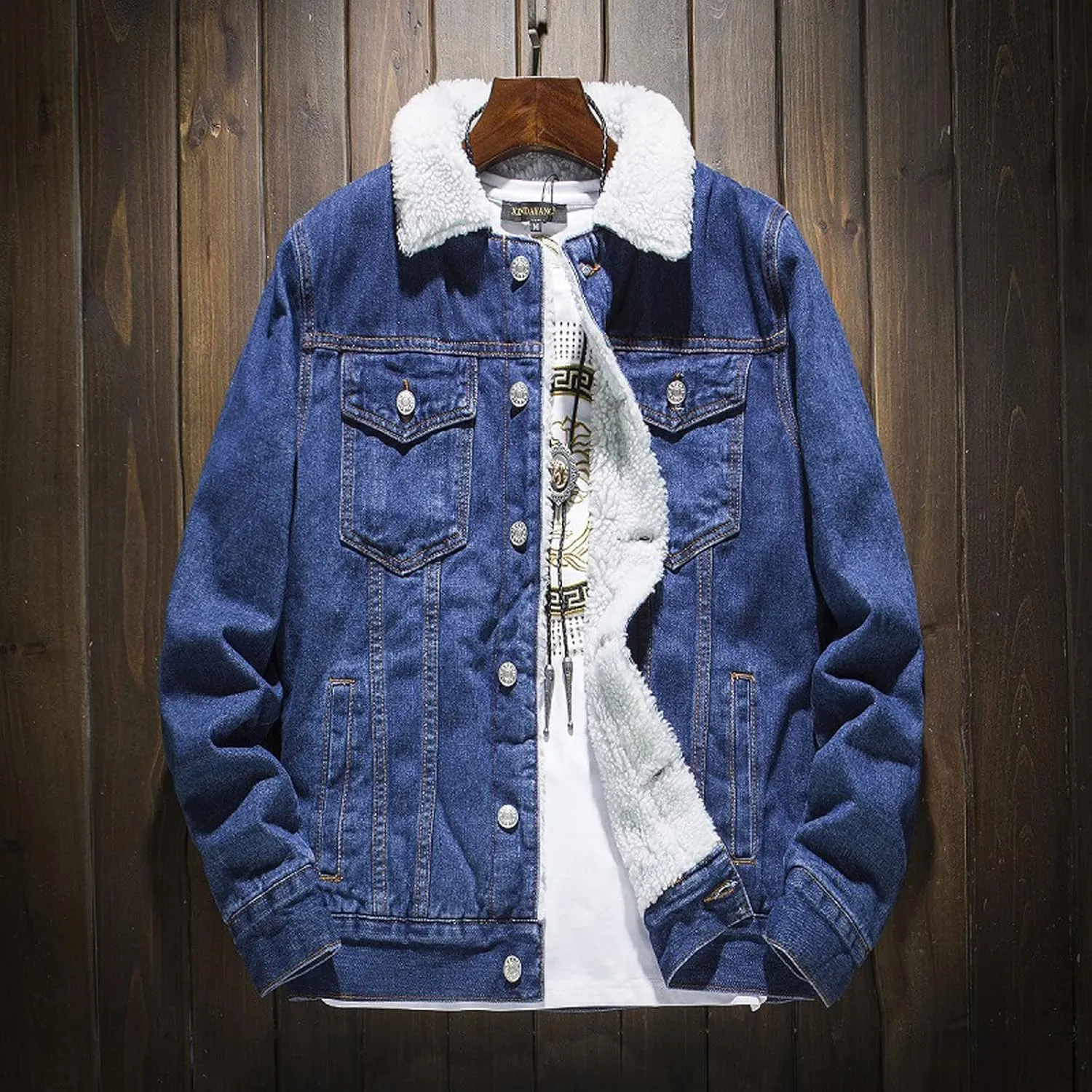 Fashion Jackets for Men Men's Winter Lined Denim Jacket Windbreaker Trucker Wool Mens Jackets