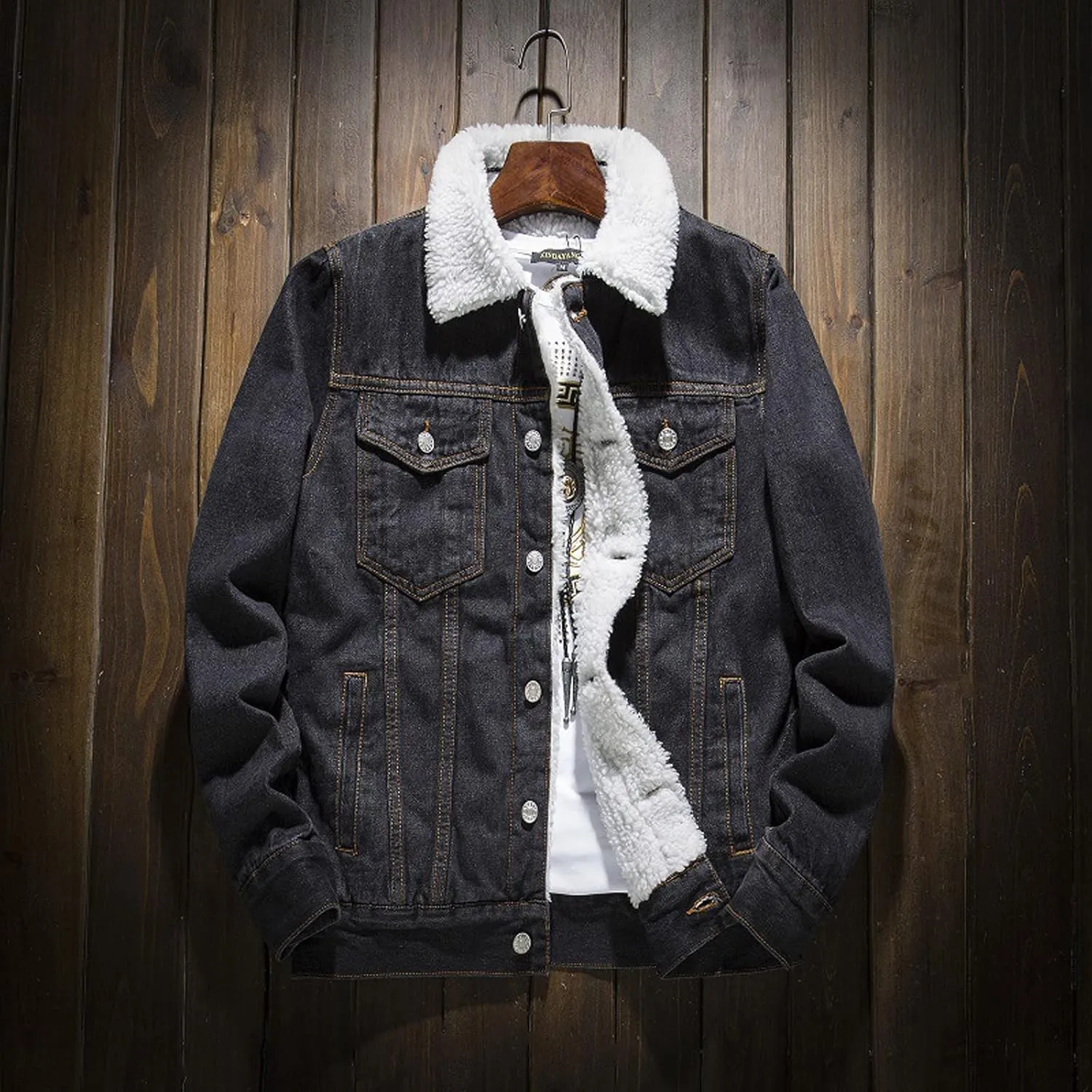 Fashion Jackets for Men Men's Winter Lined Denim Jacket Windbreaker Trucker Wool Mens Jackets