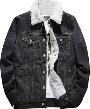 Fashion Jackets for Men Men's Winter Lined Denim Jacket Windbreaker Trucker Wool Mens Jackets