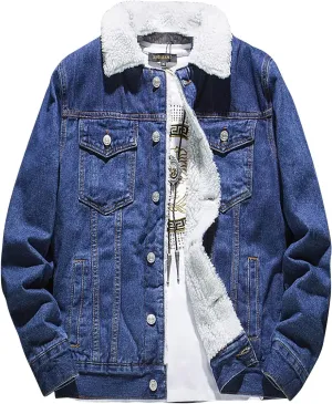 Fashion Jackets for Men Men's Winter Lined Denim Jacket Windbreaker Trucker Wool Mens Jackets