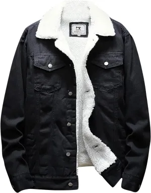 Fashion Jackets for Men Men's Winter Lined Denim Jacket Windbreaker Trucker Wool Mens Jackets