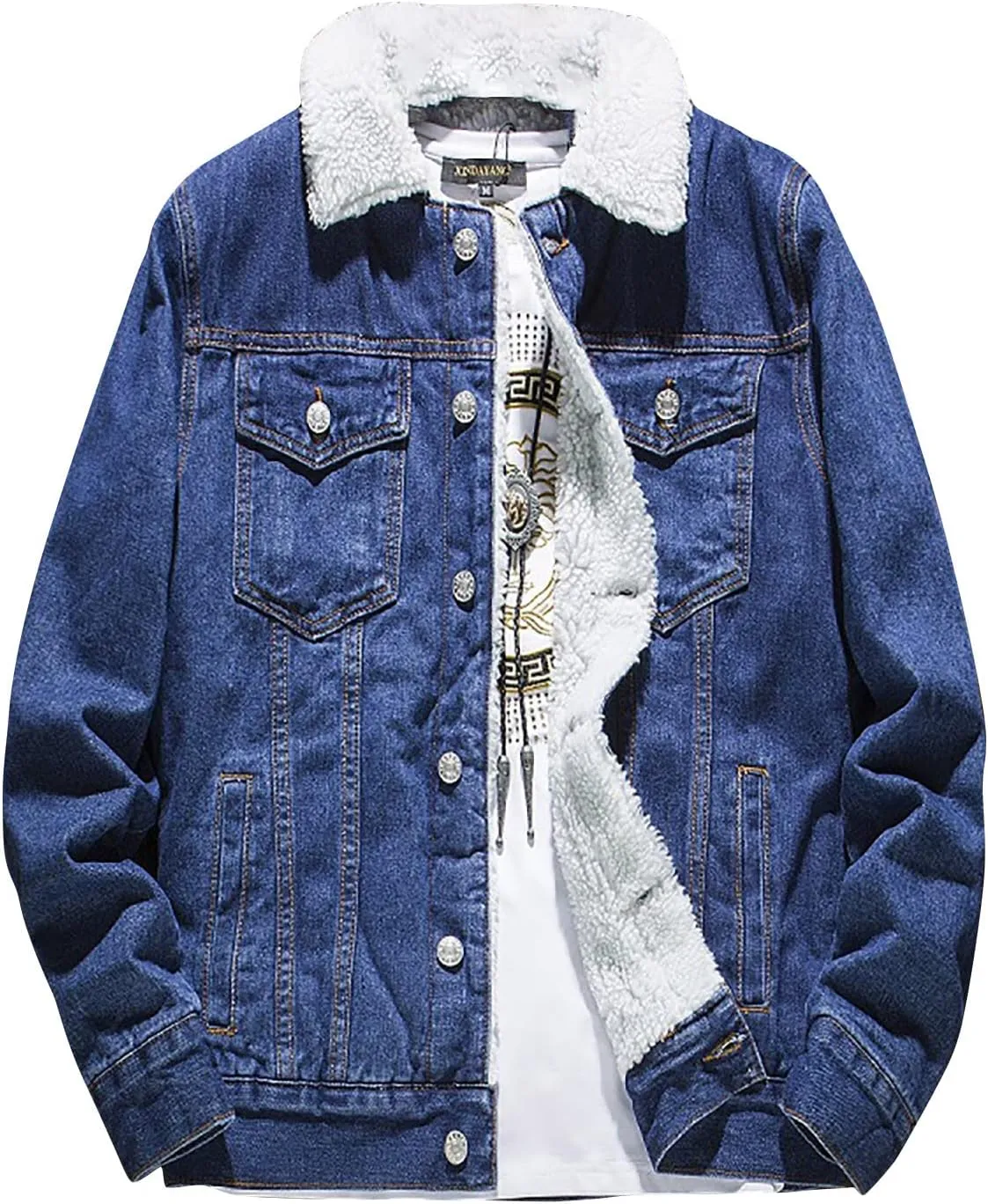 Fashion Jackets for Men Men's Winter Lined Denim Jacket Windbreaker Trucker Wool Mens Jackets