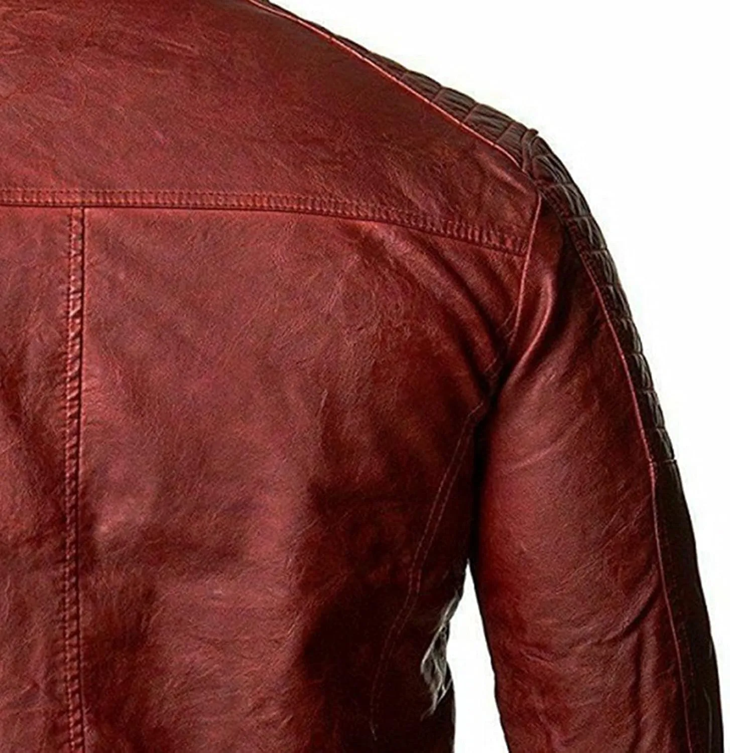 Faux Leather Jacket Men Slim Fit Racer Motorcycle Jackets Moto Coats Zip-Up Casual Biker Bomber Jacket