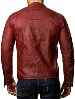 Faux Leather Jacket Men Slim Fit Racer Motorcycle Jackets Moto Coats Zip-Up Casual Biker Bomber Jacket