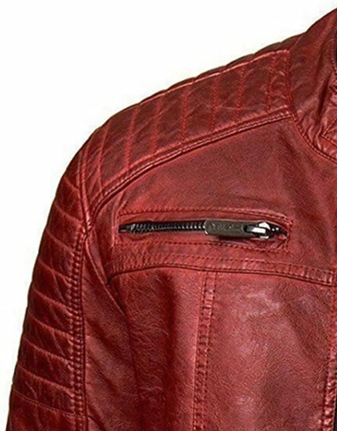 Faux Leather Jacket Men Slim Fit Racer Motorcycle Jackets Moto Coats Zip-Up Casual Biker Bomber Jacket