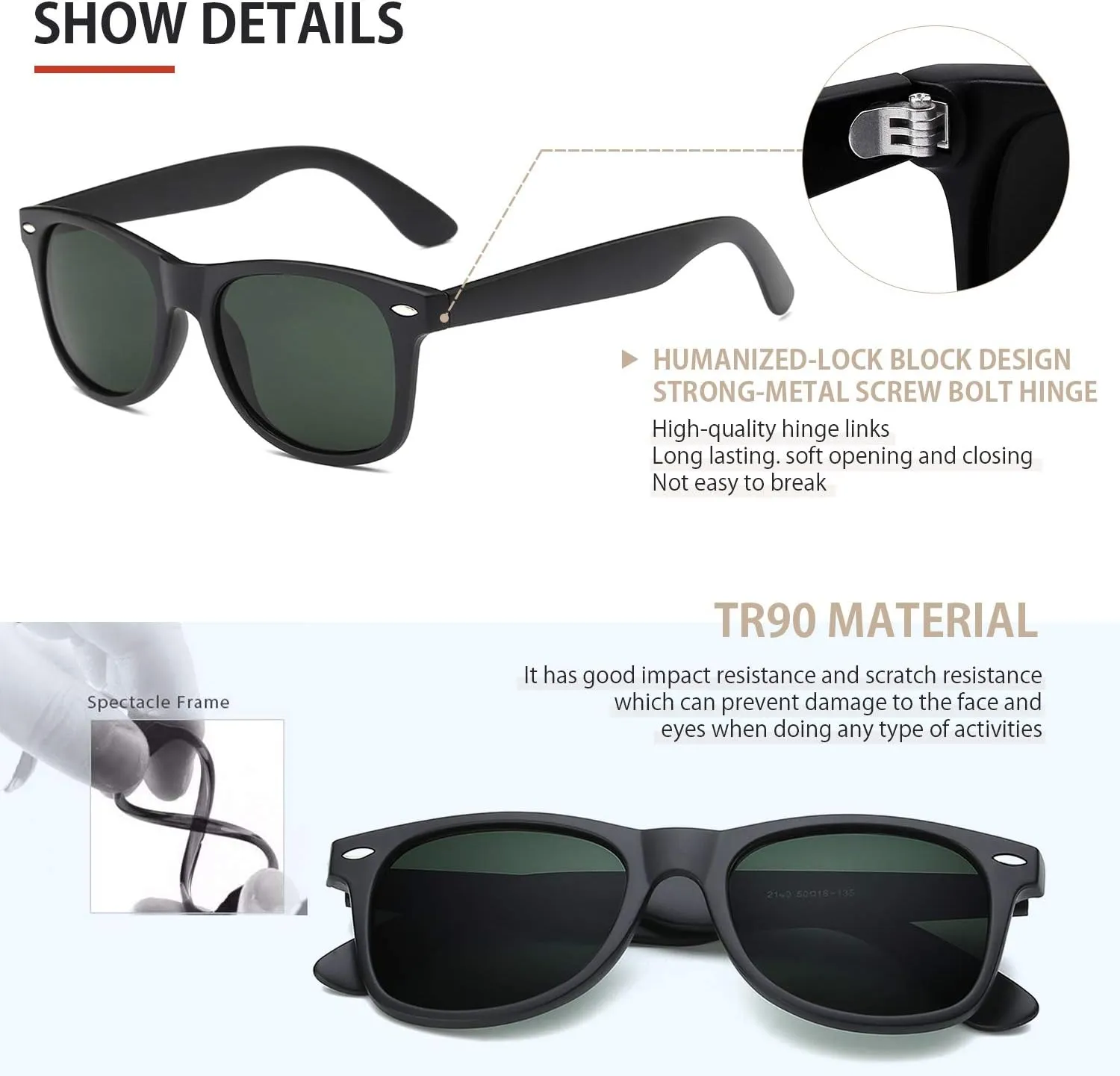 FEIDUSUN Sunglasses Men Polarized Sunglasses for Mens and Womens,Black Retro Sun Glasses Driving Fishing UV Protection