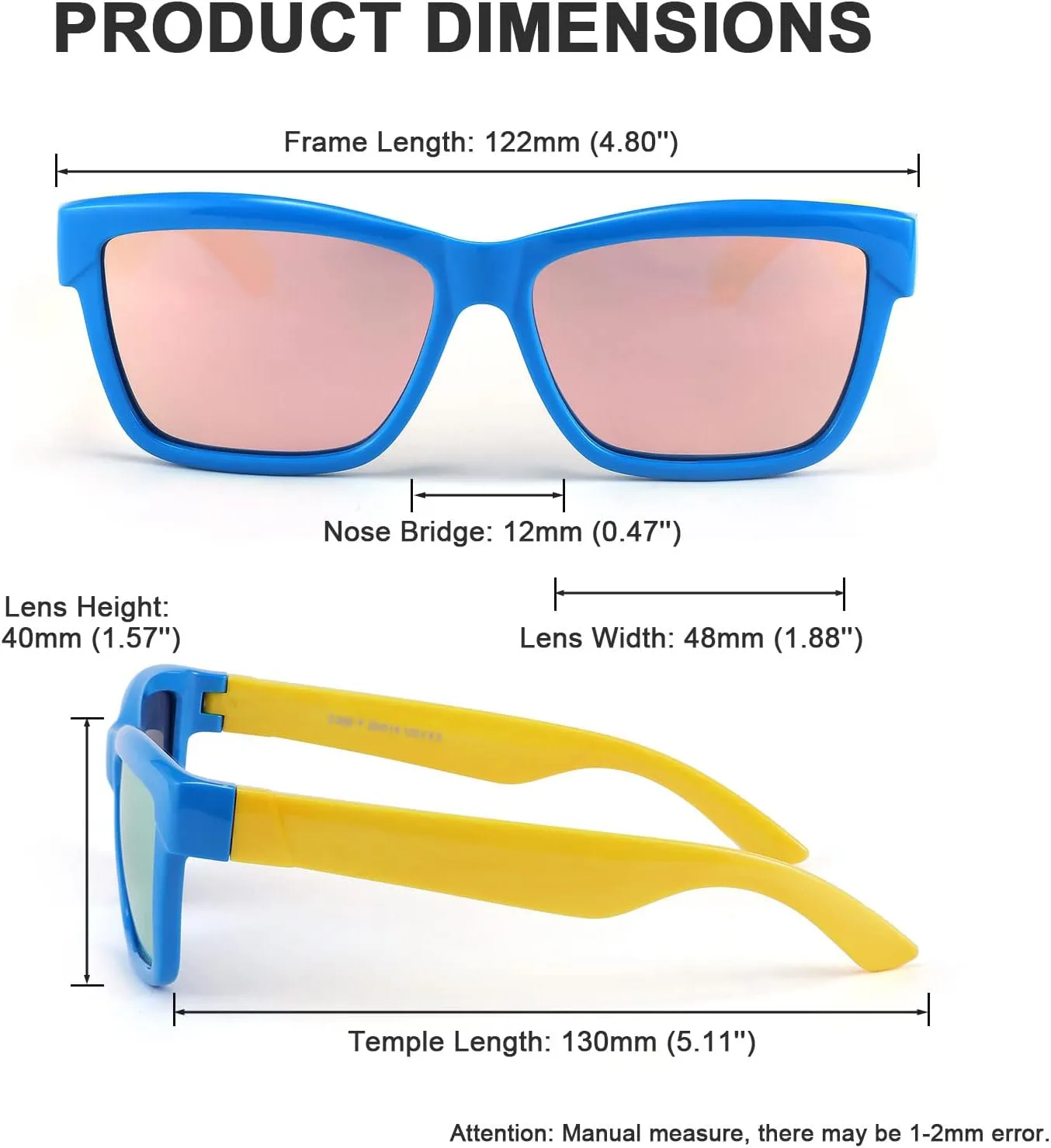 FEISEDY Kids Sunglasses UV400 Protection Polarized Lenses Boys Girls Age 3-9 TPEE Rubber Square Flexible Shades B2806