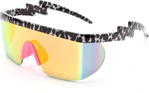 FEISEDY Oversized Mirror Shield Sport 80s Sunglasses Ski Goggles Flat Top One Piece Futuristic Visor Women Men B2522