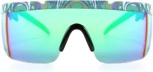 FEISEDY Oversized Mirror Shield Sport 80s Sunglasses Ski Goggles Flat Top One Piece Futuristic Visor Women Men B2522