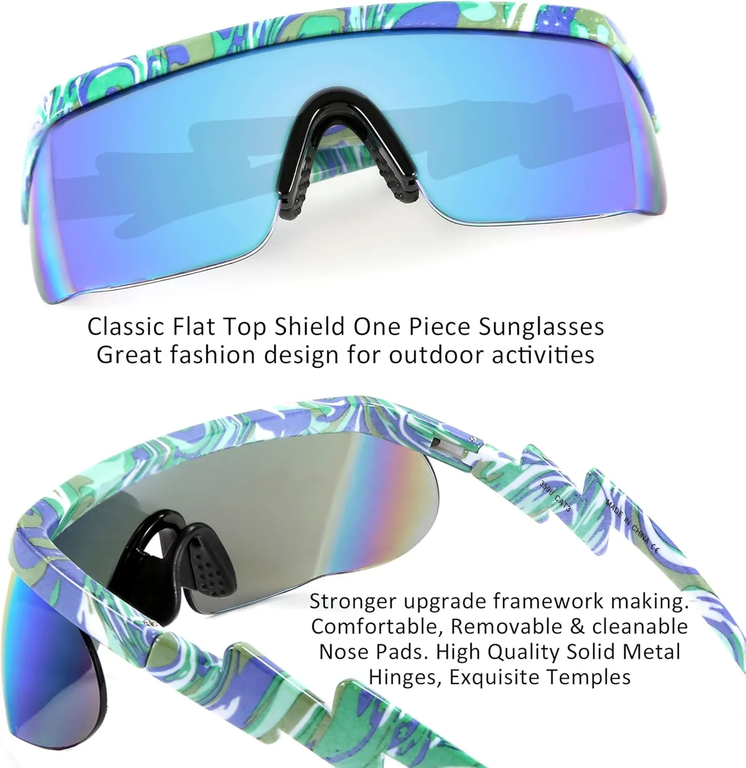 FEISEDY Oversized Mirror Shield Sport 80s Sunglasses Ski Goggles Flat Top One Piece Futuristic Visor Women Men B2522