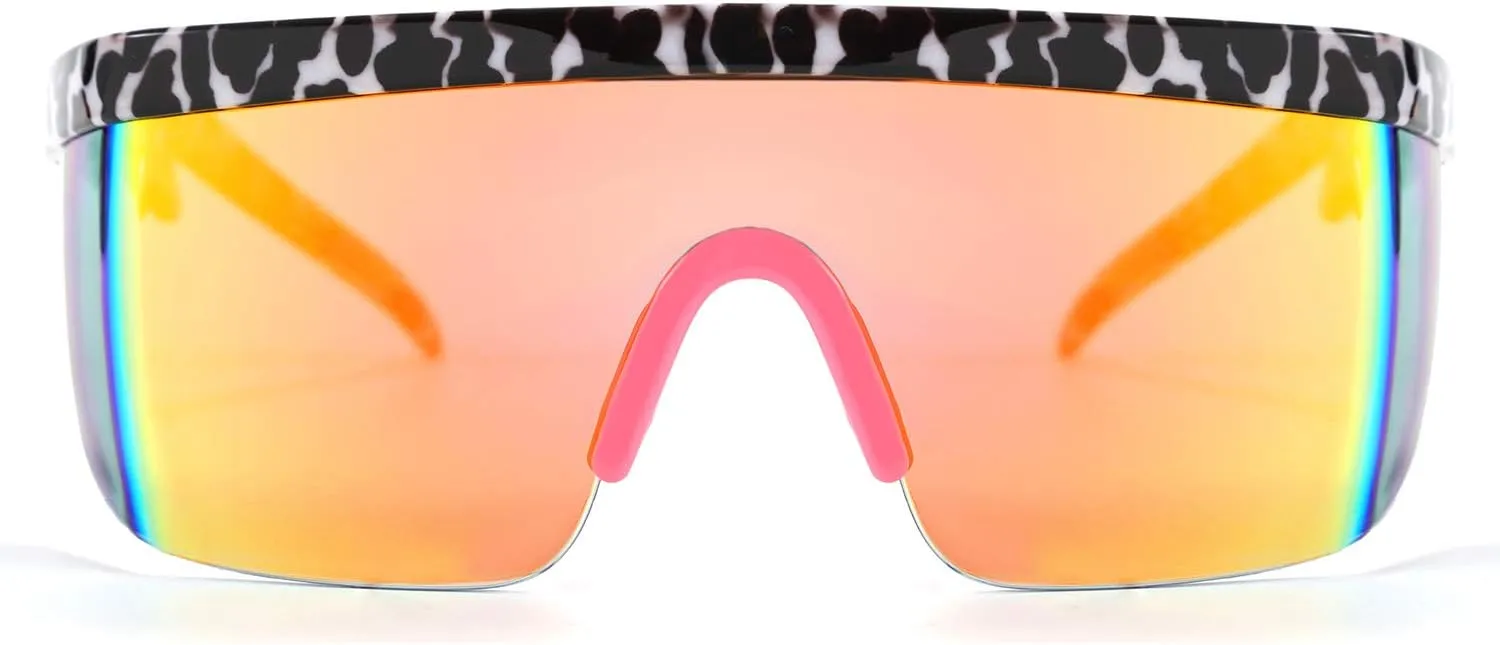 FEISEDY Oversized Mirror Shield Sport 80s Sunglasses Ski Goggles Flat Top One Piece Futuristic Visor Women Men B2522