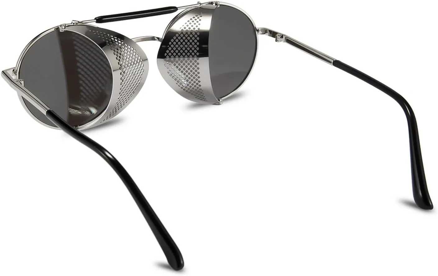 FEISEDY Steam Punk Sunglasses for Men Women Side Shield Round Steampunk Vintage Glasses Shades B2518