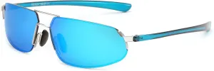 FEISEDY Vintage Sunglasses Men Polarized, Aviator Metal Frame Lightweight, Driving Fishing Running B0057