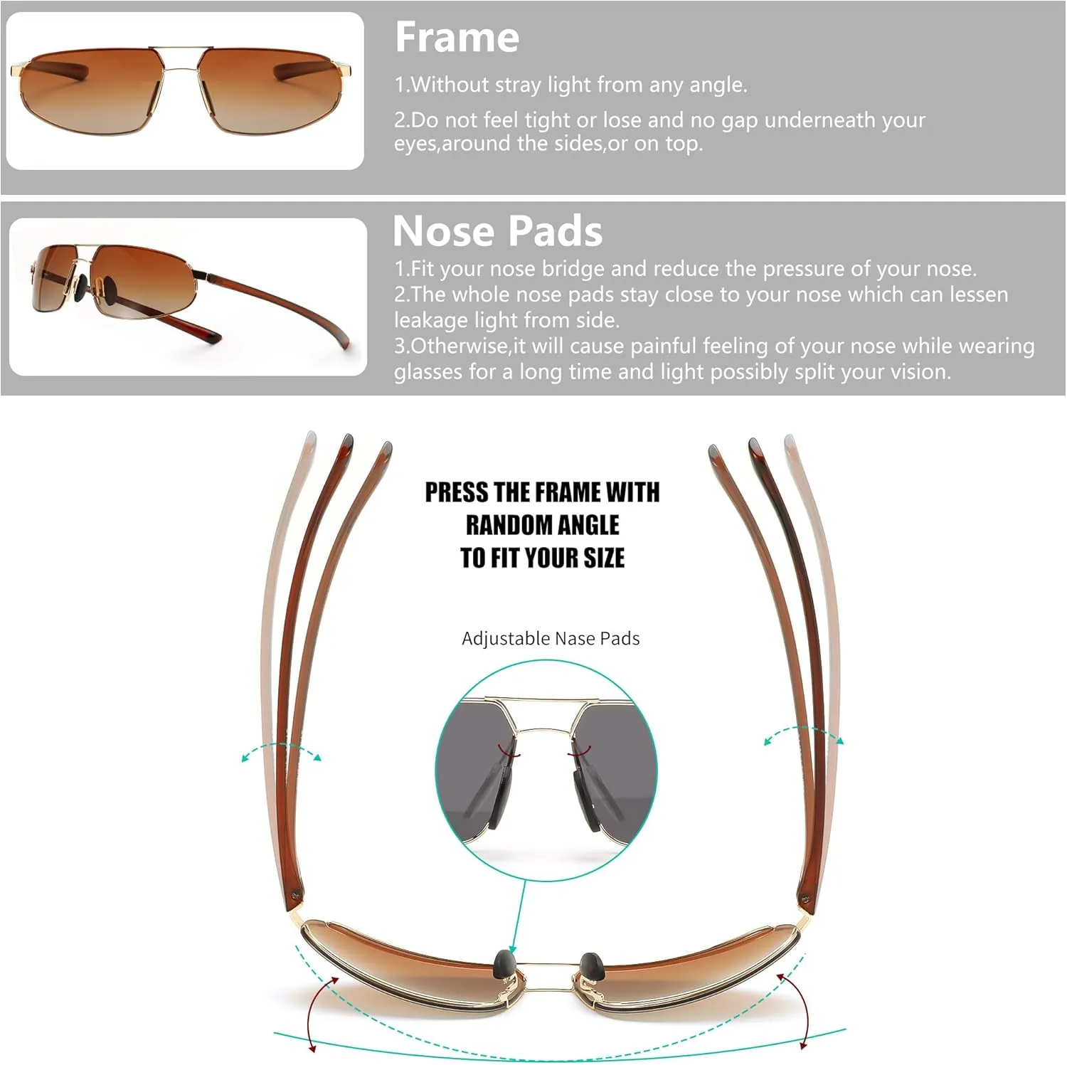 FEISEDY Vintage Sunglasses Men Polarized, Aviator Metal Frame Lightweight, Driving Fishing Running B0057