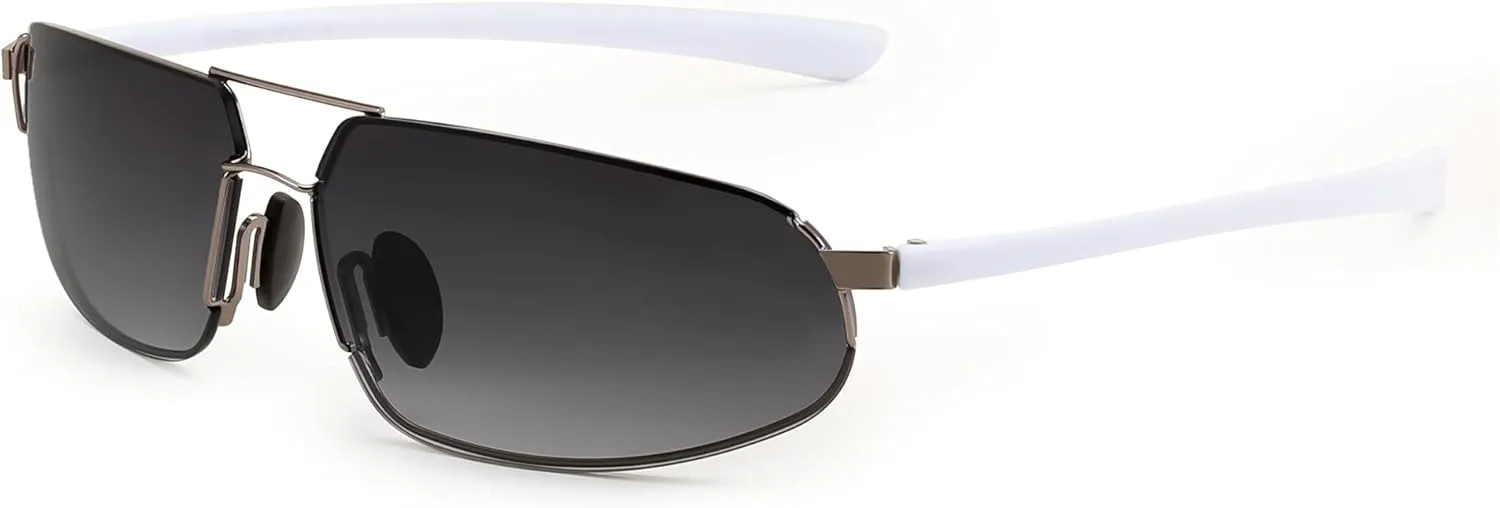 FEISEDY Vintage Sunglasses Men Polarized, Aviator Metal Frame Lightweight, Driving Fishing Running B0057